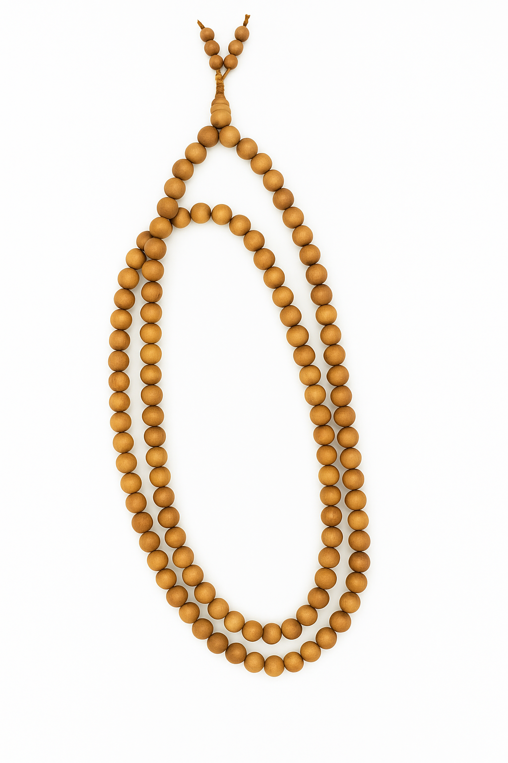 Pure White Sandalwood (Chandan) Beads Garland Mala – 108+1 Beads | Natural Aroma | Handcrafted for Meditation