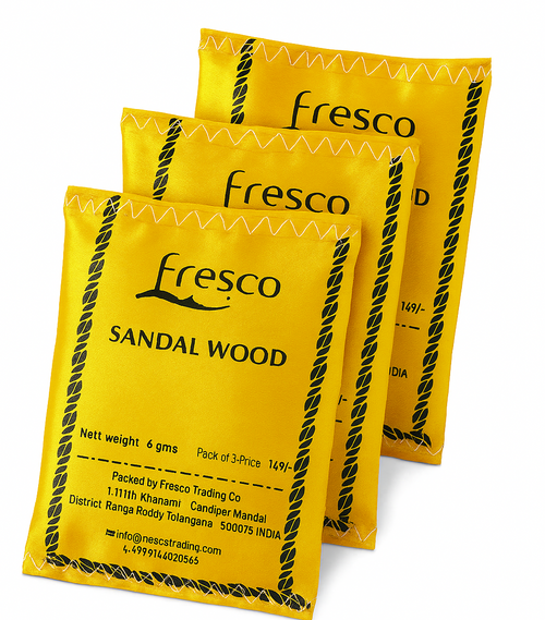 Fresco Sandalwood Sachets (Pack of 3) – Natural Fragrance for Wardrobe, Pooja Room, Car & Home